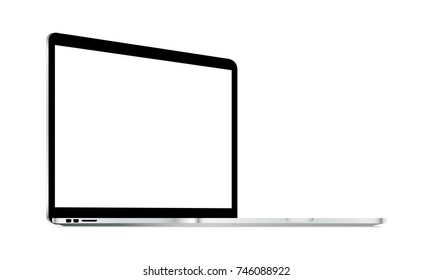 Laptop mockup isolated on white background - perspective 3/4 left view. Vector illustration