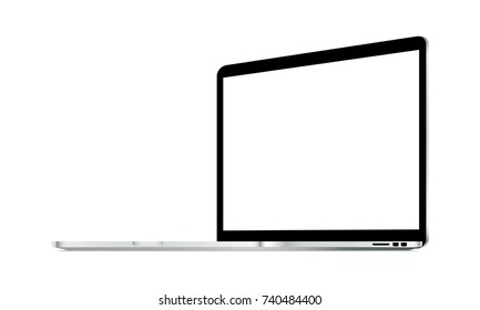 Laptop mockup isolated - perspective 3/4 right view. Vector illustration