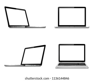 Laptop mockup set. Isolated on white background. Vector illustration.