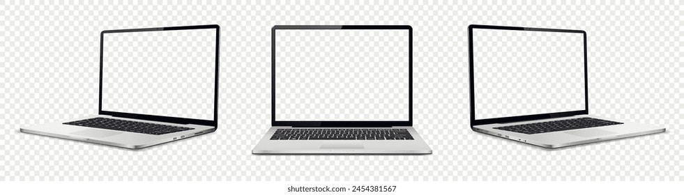 Laptop mockup with transparent screen isolated on transparent background