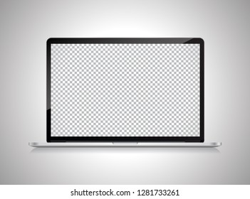 Laptop Mockup Transparent Screen Vector Illustration For Technology And Application.