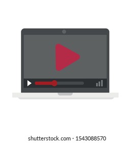 laptop mockup with video player app vector design