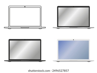 Laptop. Modern laptop with blank screen isolated on white background. Laptop design. ESP 10.