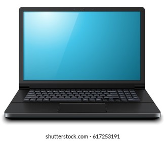 Laptop, modern computer 3D, vector illustration.