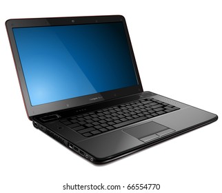 Laptop, modern computer detailed vector illustration.