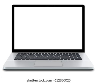 Laptop, modern computer with empty screen, vector illustration.