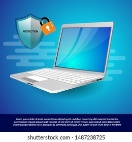 Laptop modern design element. Blue gradation abstract background. Graphic element for web banner, website, infographic. Vector illustration