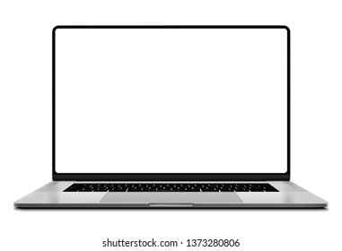 Laptop modern frameless with blank screen isolated on white background - super high detailed photorealistic esp 10 vector