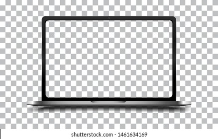Laptop modern mockups with blank frameless screens vector design.