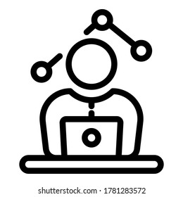 Laptop modern trader icon. Outline laptop modern trader vector icon for web design isolated on white background