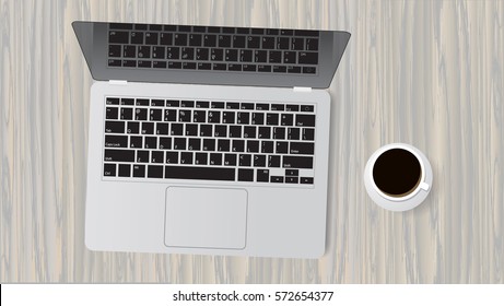 Laptop and modern workplace.
