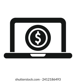 Laptop money online credit icon simple vector. Support finance. Law grant