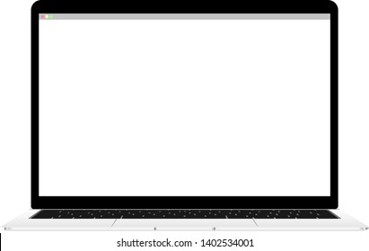 Laptop Monitor with Blank White Screen for  isolated on white background for responsive design presentation. Vector illustration. Screen mockup