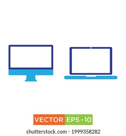 Laptop monitor Icon design vector file 