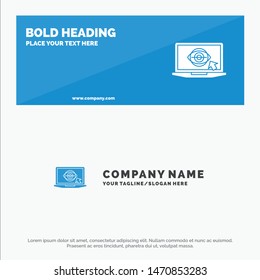 Laptop, Monitor, Lcd, Presentation SOlid Icon Website Banner and Business Logo Template. Vector Icon Template background