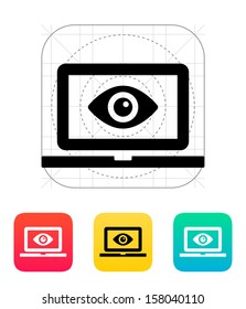 Laptop monitoring icon. Vector illustration.