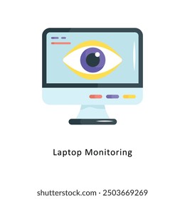 Laptop Monitoring Vector Flat Icon Design illustration Symbol on White background EPS 10 File