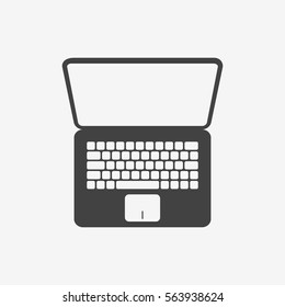 Laptop monochrome icon. Top view. Vector illustration.