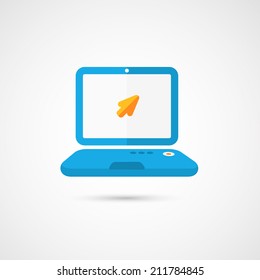 Laptop with mouse cursor icon.
