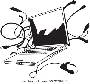 Laptop and mouse design with irregular USB cables