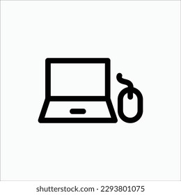 laptop, mouse icon, isolated icon in light background, perfect for website, blog, logo, graphic design, social media, UI, mobile app