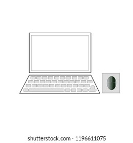 laptop and mouse icon isolated on white background