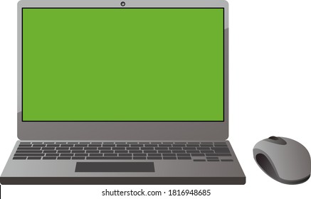 Laptop and mouse illustration material