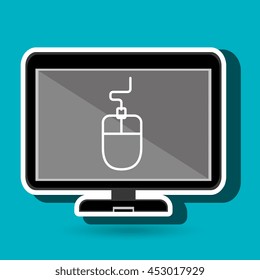 laptop with mouse isolated icon design, vector illustration  graphic 