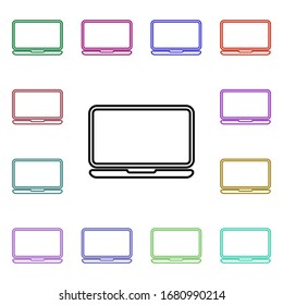 A laptop multi color style icon. Simple thin line, outline vector of technology icons for ui and ux, website or mobile application