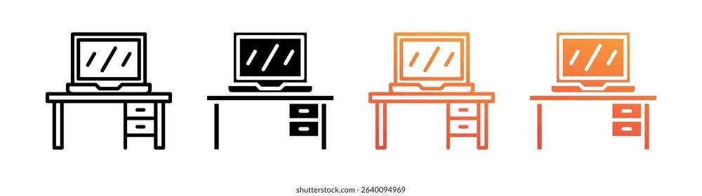 Laptop Multi Style Icon Set Vector