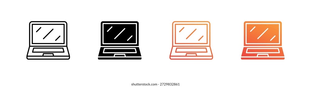 Laptop Multiple Style Icon Set Collection