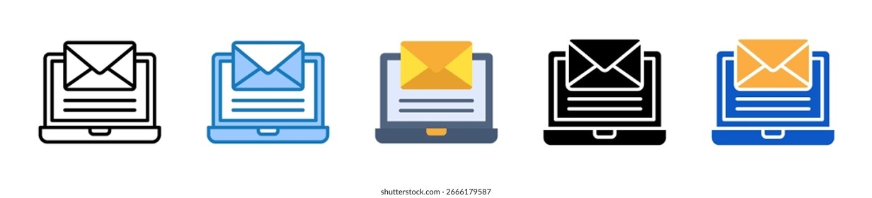 Ilustración vectorial de diseño de conjunto de iconos de estilo múltiple para computadora portátil.