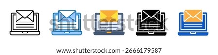 Laptop multiple style icons set design vector illustration.