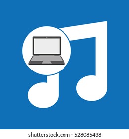 laptop music note technology vector illustration eps 10