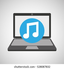 laptop music note technology vector illustration eps 10