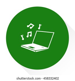 laptop with music notes icon