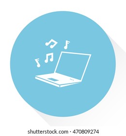 laptop with music notes icon
