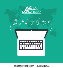 Laptop and music online design