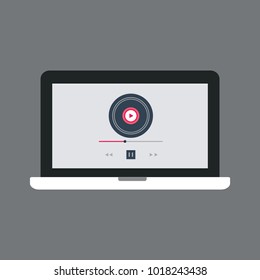 Laptop With Music Player On The Screen
