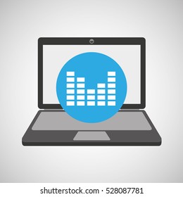 laptop music technology equalizer vector illustration eps 10