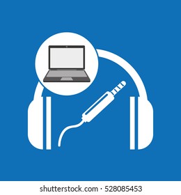 laptop music technology headphones vector illustration eps 10