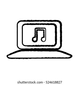 laptop music technology icon vector illustration graphic design