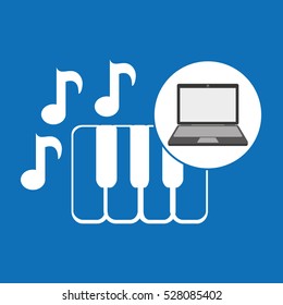 laptop music technology keyboard vector illustration eps 10