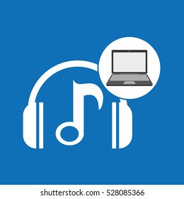 laptop music technology note headphones vector illustration eps 10