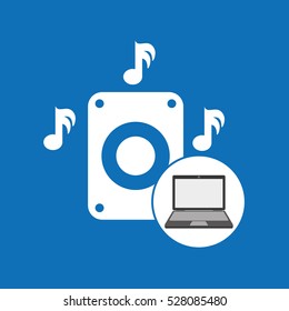 laptop music technology speaker note vector illustration eps 10