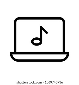 laptop music vector thin line icon 