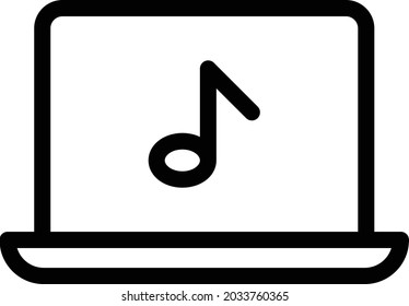 laptop music vector thin line icon