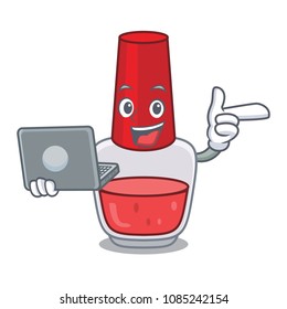 With laptop nail polish character cartoon