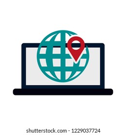 Laptop navigating on internet