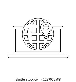 Laptop navigating on internet in black and white